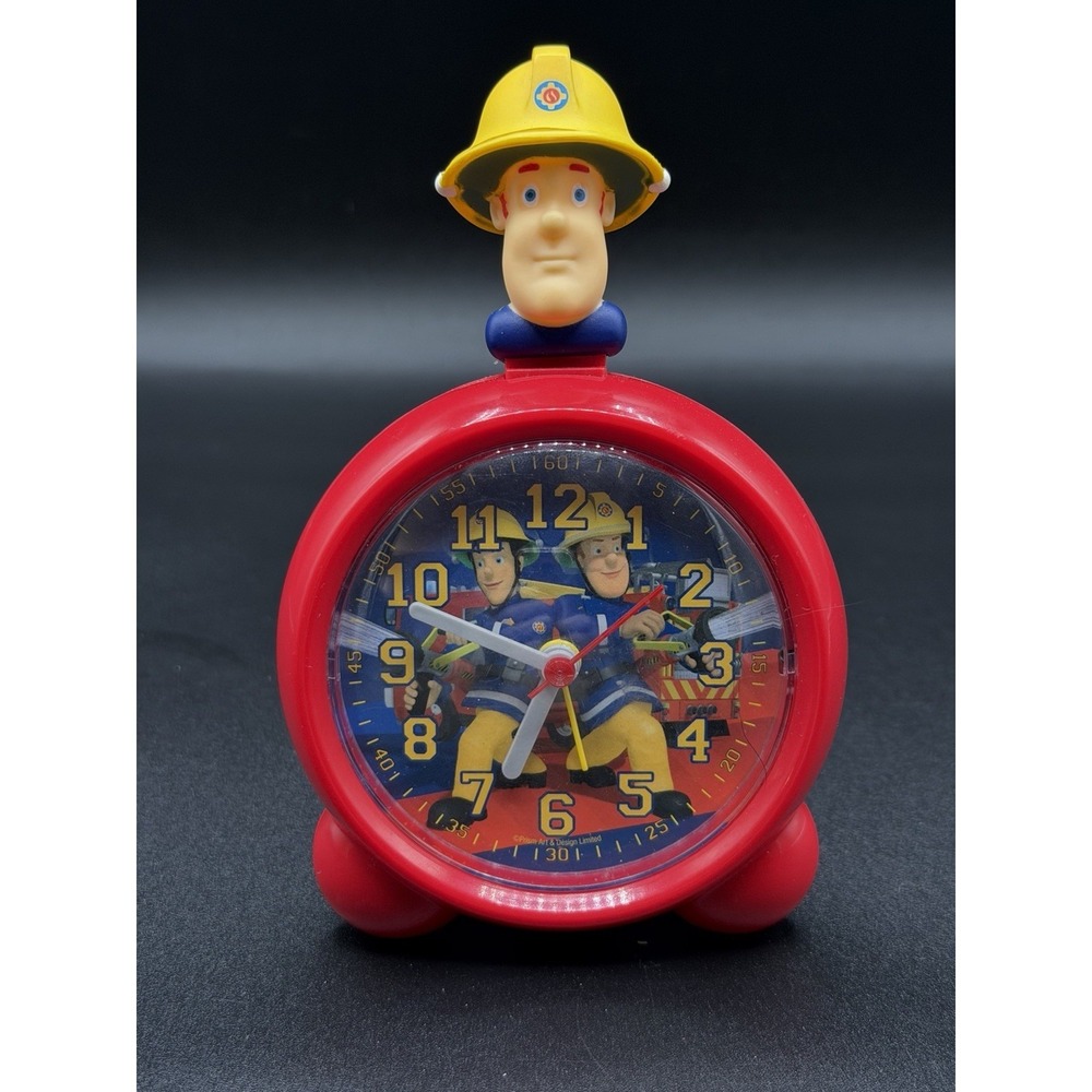 Fireman Sam Alarm Desk Clock 5.5" Red Tested And Works